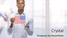  Presentation with populations african american - Cool new PPT theme with african american man holding usa backdrop and a lemonade colored foreground