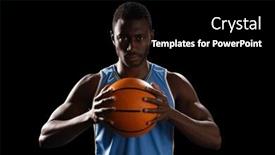 Presentation with basketball - Presentation design featuring african-american-man-holds background and a black colored foreground