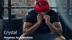  Presentation with sportswear - Colorful presentation design enhanced with african american man in red boxing head gear putting gumshield determined boxer in sportswear sitting near boxing ring young man preparing for boxe practice with protective helmet backdrop and a wine colored foreground