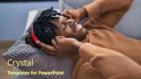 Presentation with african music - PPT theme enhanced with african-american-man-listening background and a tawny brown colored foreground