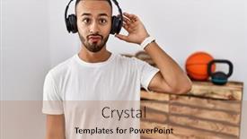  Presentation with african music - Slide deck with african-american-man-listening background and a  colored foreground