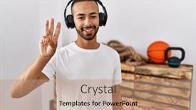  Presentation with african music - Presentation featuring african-american-man-listening background and a coral colored foreground