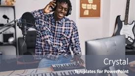  Presentation with african music - Presentation design with african-american-man-musician-having background and a gray colored foreground