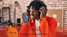  Presentation with american music - Slides with african-american-man-musincian-singing background and a  colored foreground