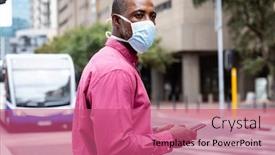  Presentation with pollution air - Colorful PPT layouts enhanced with african-american-man-out backdrop and a coral colored foreground