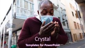  Presentation with pollution air - Beautiful PPT theme featuring african-american-man-out backdrop and a wine colored foreground