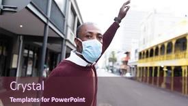  Presentation with pollution air - Colorful theme enhanced with african-american-man-out backdrop and a tawny brown colored foreground