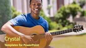  Presentation with african american families - Audience pleasing theme consisting of african american man playing guitar backdrop and a red colored foreground