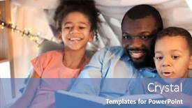  Presentation with bedtime story - Presentation theme with african american man reading bedtime story to his children at home background and a teal colored foreground