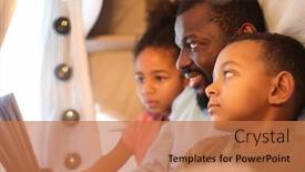  Presentation with bedtime story - Audience pleasing presentation theme consisting of african american man reading bedtime backdrop and a coral colored foreground