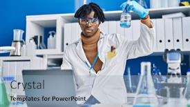 Presentation with liquid - Presentation design featuring african-american-man-scientist-using background and a light blue colored foreground