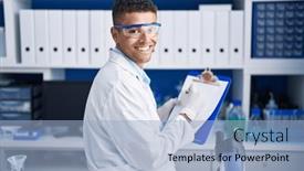  Presentation with writing - Presentation consisting of african-american-man-scientist-writing and a light blue colored foreground