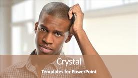  Presentation with head - PPT theme having african american man scratching head background and a coral colored foreground