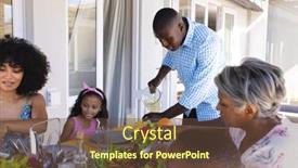  Presentation with dining table - PPT theme with african-american-man-serving-drinks background and a  colored foreground