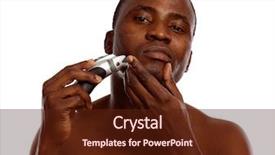  Presentation with shaving - Theme consisting of african-american-man-shaving-isolated background and a tawny brown colored foreground