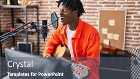  Presentation with american music - Slides featuring african-american-man-singing-song background and a gray colored foreground