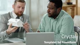 Presentation with mortgage - Beautiful presentation featuring african-american-man-sitting backdrop and a gray colored foreground