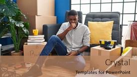  Presentation with home health care - Presentation theme enhanced with african-american-man-sitting background and a coral colored foreground