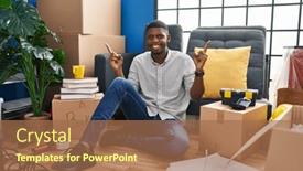  Presentation with advertisement - Theme with african-american-man-sitting background and a coral colored foreground