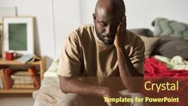  Presentation with depression - Slide set consisting of african-american-man-sitting background and a tawny brown colored foreground