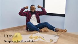  Presentation with proud american - Theme having african-american-man-sitting and a coral colored foreground