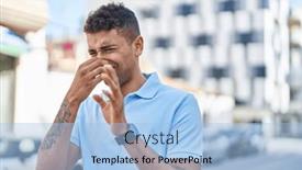  Presentation with bad - PPT theme with african-american-man-smelling-bad background and a light blue colored foreground
