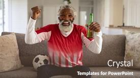  Presentation with beer bottle - Slide set enhanced with african-american-man-spending-time background and a tawny brown colored foreground