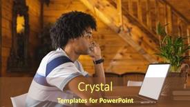  Presentation with nature cabin - Slides having african-american-man-spending-time background and a tawny brown colored foreground