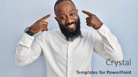  Presentation with thought - Presentation design consisting of african-american-man-standing-over background and a lemonade colored foreground