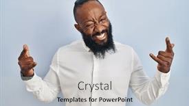  Presentation with rock star - PPT theme consisting of african-american-man-standing-over background and a light gray colored foreground