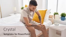  Presentation with knee pain - Slide set featuring african-american-man-suffering background and a coral colored foreground
