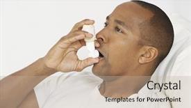  Presentation with asthma - Colorful slide set enhanced with african american man using asthma backdrop and a mint green colored foreground