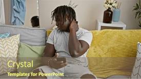  Presentation with smartphone - Presentation having african-american-man-using-smartphone and a tawny brown colored foreground