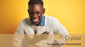 Presentation with denim - Theme having african-american-man-wearing-denim background and a coral colored foreground
