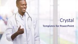  Presentation with african american doctors - Presentation theme with african american man wearing doctor background and a  colored foreground