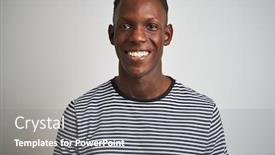  Presentation with navy - Slide set with african american man wearing navy background and a gray colored foreground