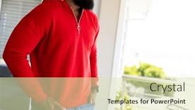  Presentation with design fashion - Presentation having african-american-man-wearing-red background and a soft green colored foreground