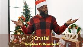  Presentation with christmas tree - Presentation design with african-american-man-wearing-santa background and a tawny brown colored foreground