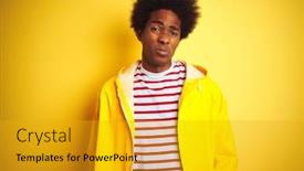  Presentation with afro - Colorful slide set enhanced with african-american-man-with-afro backdrop and a gold colored foreground