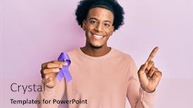  Presentation with awareness - Presentation theme featuring african-american-man-with-afro background and a coral colored foreground