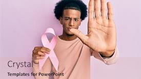  Presentation with cancer - Presentation having african-american-man-with-afro background and a coral colored foreground