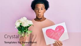  Presentation with heart flowers - Slide deck having african-american-man-with-afro background and a coral colored foreground