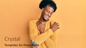  Presentation with hair care - PPT theme having african-american-man-with-afro background and a yellow colored foreground