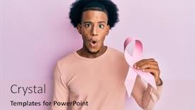  Presentation with pink ribbon - Audience pleasing presentation theme consisting of african-american-man-with-afro backdrop and a coral colored foreground