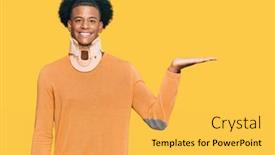  Presentation with hand palm - Presentation theme consisting of african-american-man-with-afro background and a yellow colored foreground