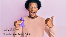  Presentation with awareness - Beautiful slide set featuring african-american-man-with-afro backdrop and a coral colored foreground
