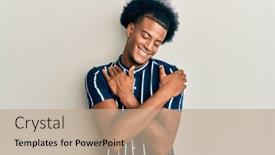  Presentation with hair care - Audience pleasing PPT theme consisting of african-american-man-with-afro backdrop and a coral colored foreground