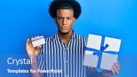  Presentation with upset - Slide deck consisting of african-american-man-with-afro background and a teal colored foreground