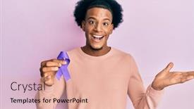  Presentation with awareness - Beautiful PPT layouts featuring african-american-man-with-afro backdrop and a coral colored foreground