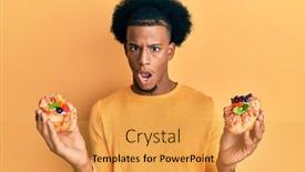  Presentation with pastries - Slide deck with african-american-man-with-afro background and a yellow colored foreground